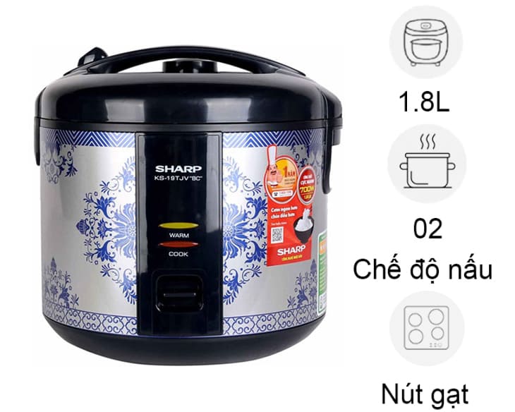 Nồi cơm điện Sharp 1.8 lít KS-19TJV "BC" giá tốt, giao ngay Nồi cơm điện Sharp 1.8 lít KS-19TJV "BC" giá tốt, giao ngay - hình ảnh sản phẩm