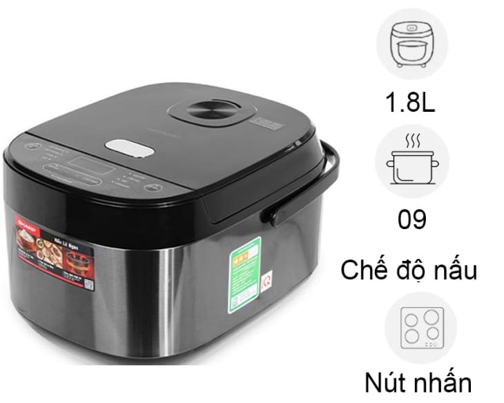 Nồi cơm điện tử Sharp 1.8 lít KS-COM194EV-BK giá tốt Nồi cơm điện tử Sharp 1.8 lít KS-COM194EV-BK giá tốt - hình ảnh sản phẩm